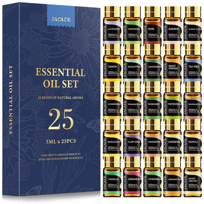 Essential Oil Set 25x5ml – Natural Oils Gift Set for Diffuser & DIY