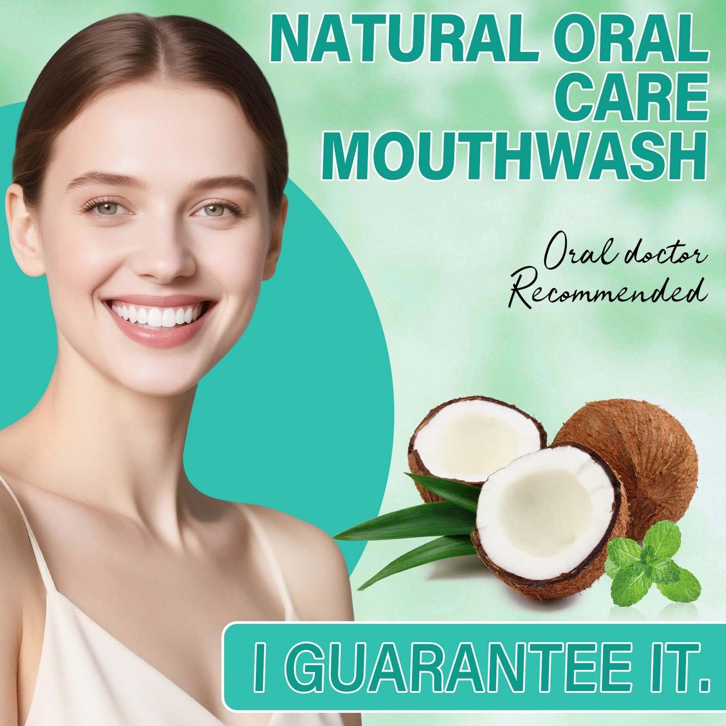Coconut Pulling Oil (8 Oz) – Mint Mouthwash, Tongue Scraper, Alcohol Free
