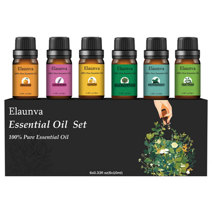 Essential Oils Gift Set - 6x10ml Pure & Natural Aromatherapy Oils