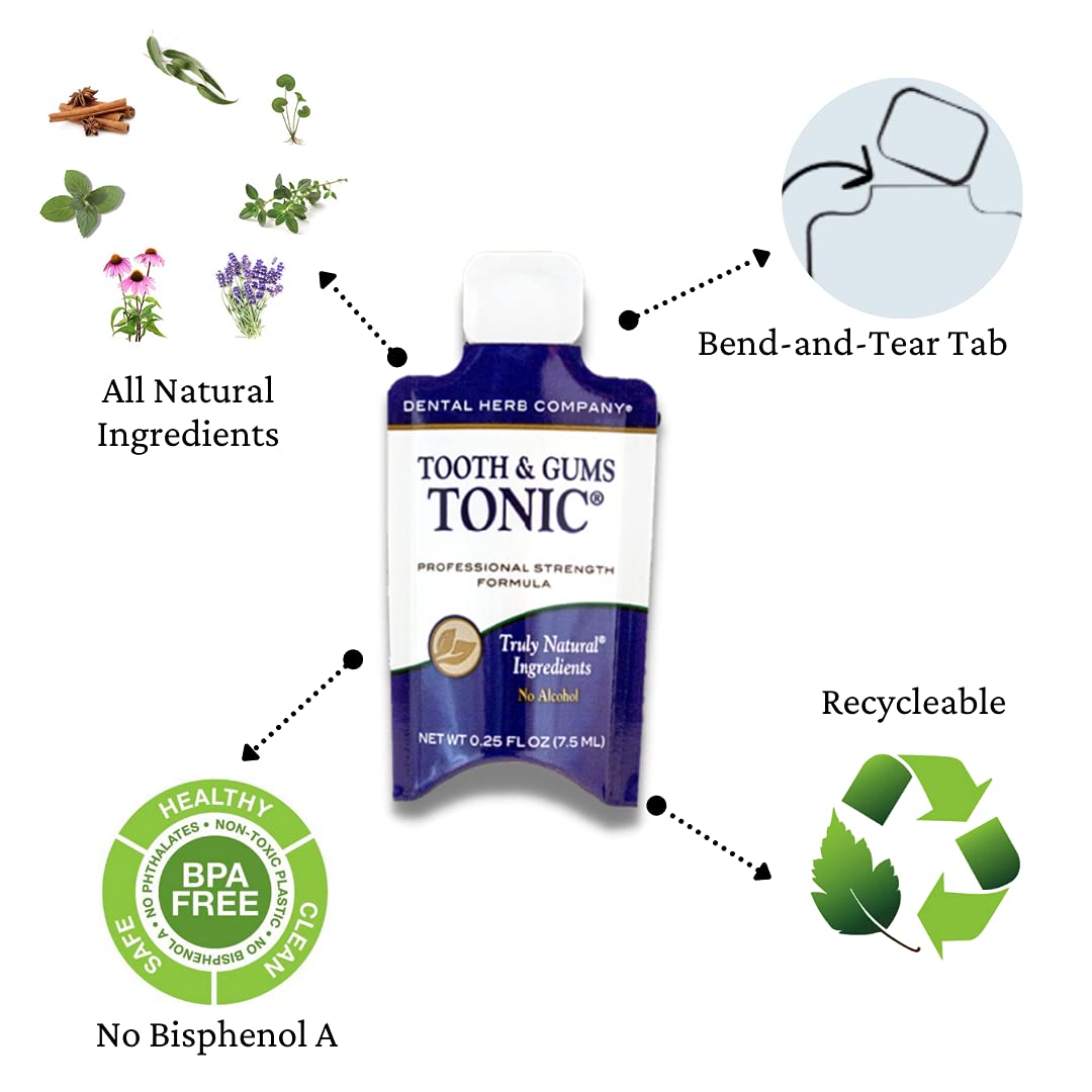 TONIC Traveler Mouthwash Minis (12 Pack) + Bamboo Toothbrush – Natural Alcohol-Free