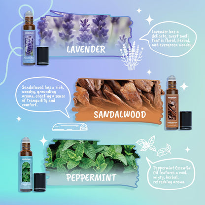 Essential Oils Roll-On Gift Set | Natural Aromatherapy Oils for Body, Skin & Massage