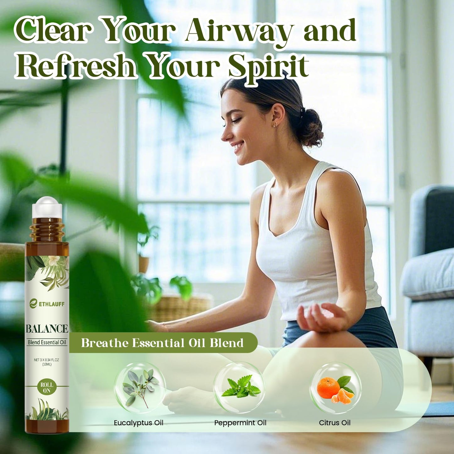 Essential Oils Roll On Set 3 Pack – Breathe, Focus On & Balance (3 x 10ml)