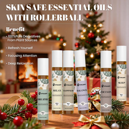 Essential Oils Roll On Set 6 Pack – Relax, Sleep, Balance, Breathe, Focus, Happiness