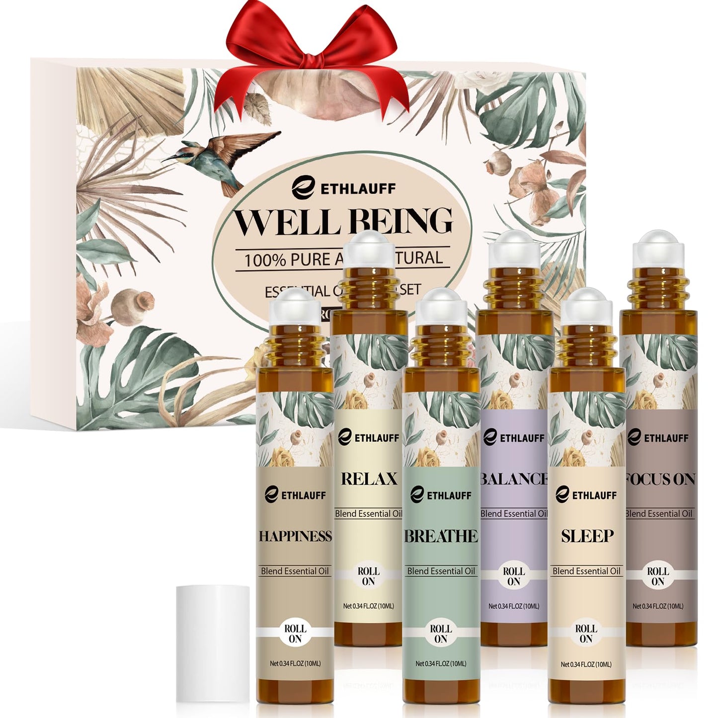 Essential Oils Roll On Set 6 Pack – Relax, Sleep, Balance, Breathe, Focus, Happiness