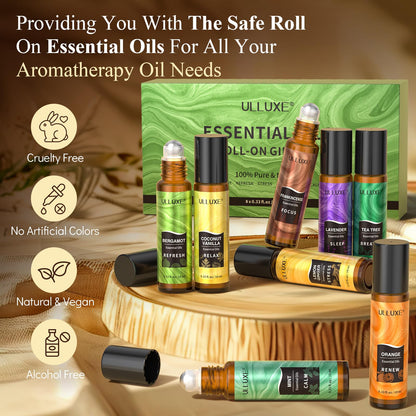 Essential Oils Roll On Set (Pack of 8) – 8 Scent Aromatherapy Oils