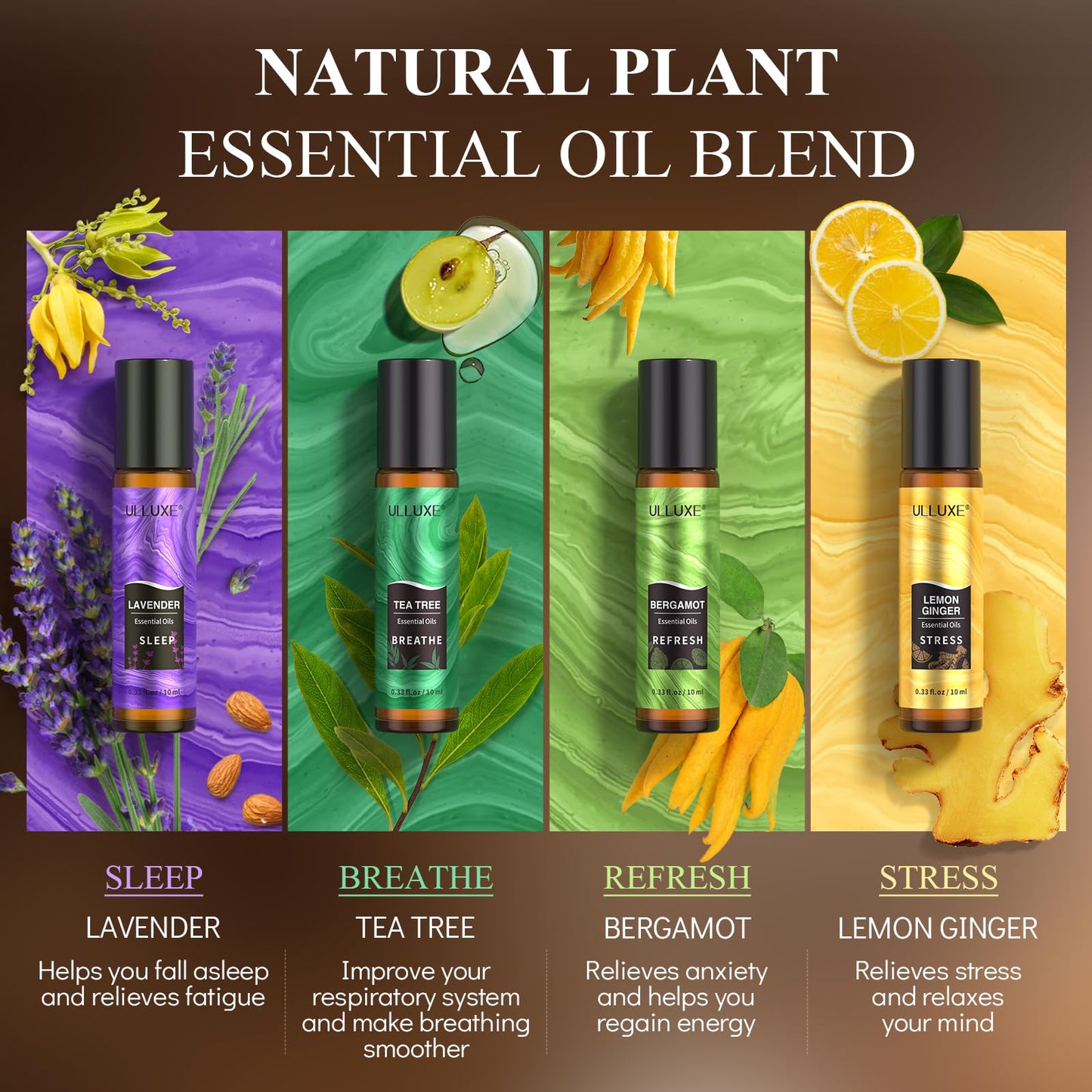 Essential Oils Roll On Set (Pack of 8) – 8 Scent Aromatherapy Oils