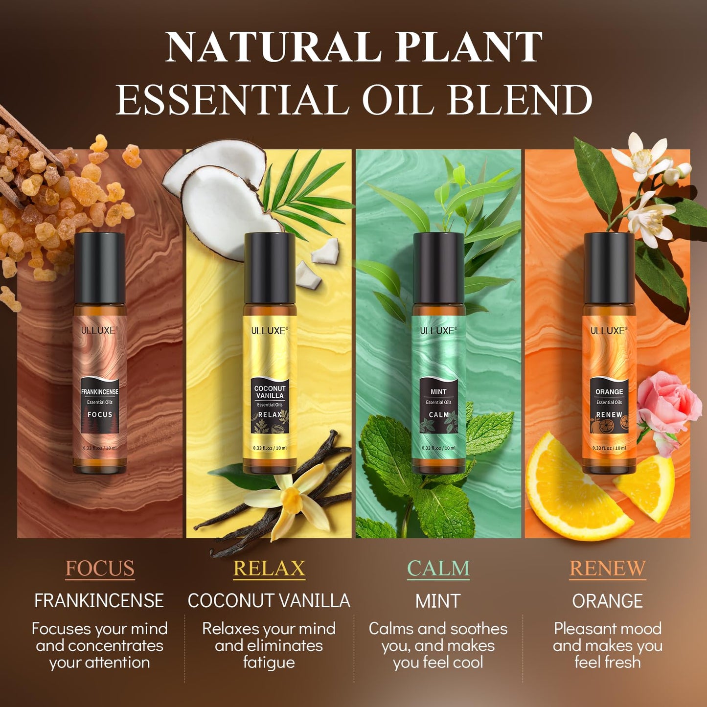Essential Oils Roll On Set (Pack of 8) – 8 Scent Aromatherapy Oils