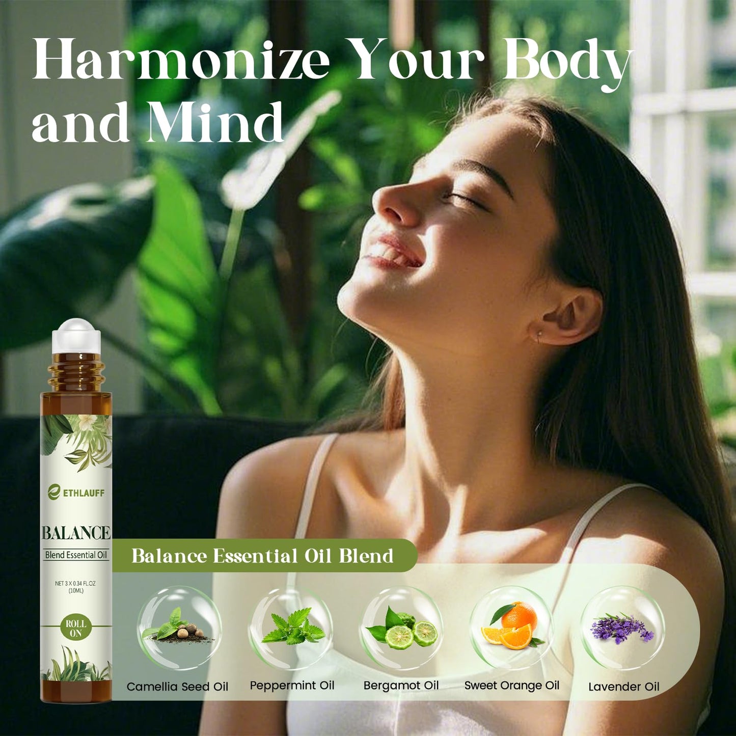 Essential Oils Roll On Set 3 Pack – Breathe, Focus On & Balance (3 x 10ml)