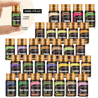 Essential Oils Set - Diffuser & Aromatherapy Kit (30x5 ml) | Skin & Hair Care