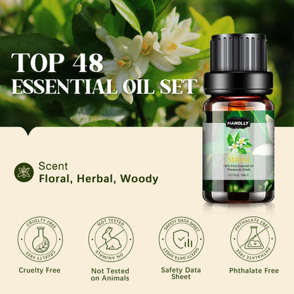 Essential Oils Set (48 x 5ml) - Aromatherapy Kit for Diffuser, Soap & Massage