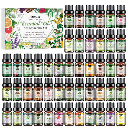 Essential Oils Set (48 x 5ml) - Aromatherapy Kit for Diffuser, Soap & Massage