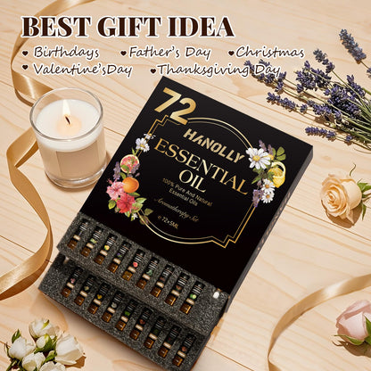 72-Piece Essential Oils Set - Pure Aromatherapy Oils 5ml Gift Box