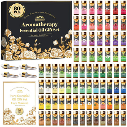80 Pcs Pure Essential Oils Set (5ml) for Diffusers, Soaps & Candles – 80 Scents