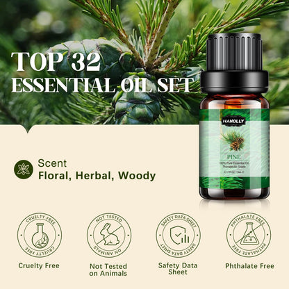 Essential Oils Set 32x5ml - Aromatherapy Kit for Diffuser & Spa
