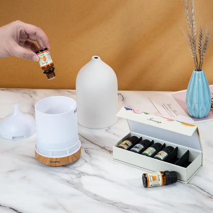 Essential Oils Set - Top 6 Organic Blends (10ml each) for Diffusers, Aromatherapy, Candles & Gifts | Grape, Lemon, Mango, Bergamot, Plneapple, Peach