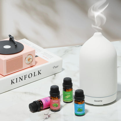 Essential Oils Set - Top 6 Organic Blends (Peppermint, Tea Tree, Lavender, Eucalyptus, Lemongrass, Orange) 6x0.33 fl oz