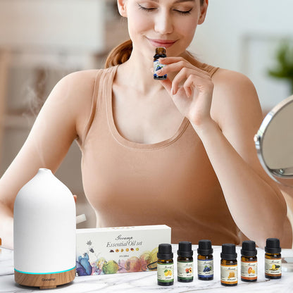 Essential Oils Set - Top 6 Organic Blends (10ml each) for Diffusers, Aromatherapy, Candles & Gifts | Grape, Lemon, Mango, Bergamot, Plneapple, Peach