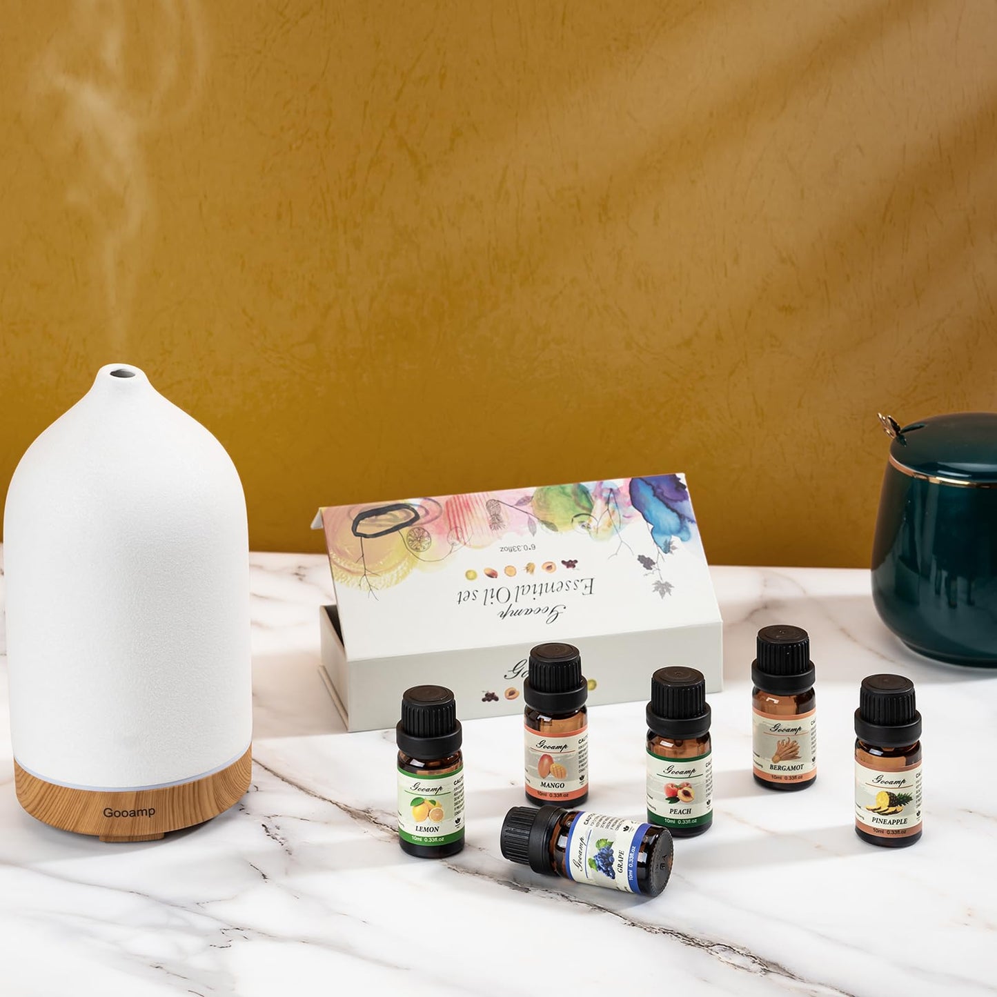 Essential Oils Set - Top 6 Organic Blends (10ml each) for Diffusers, Aromatherapy, Candles & Gifts | Grape, Lemon, Mango, Bergamot, Plneapple, Peach