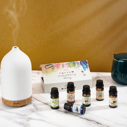 Essential Oils Set - Top 6 Organic Blends (10ml each) for Diffusers, Aromatherapy, Candles & Gifts | Grape, Lemon, Mango, Bergamot, Plneapple, Peach