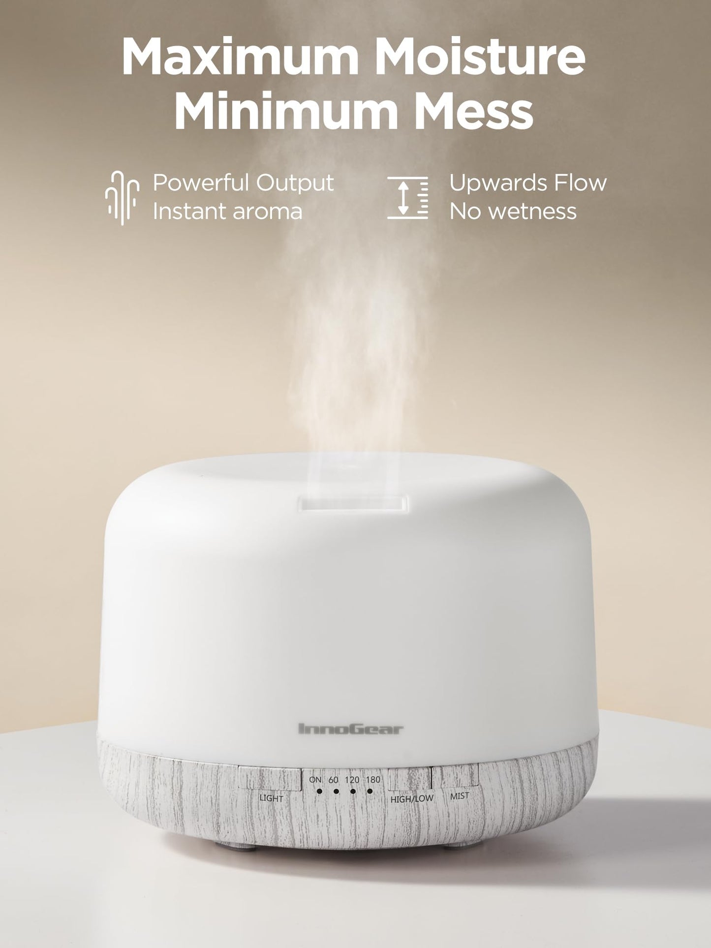 InnoGear 500ml Aromatherapy Diffuser + 10 Essential Oils Set – White, Remote, Auto-Off