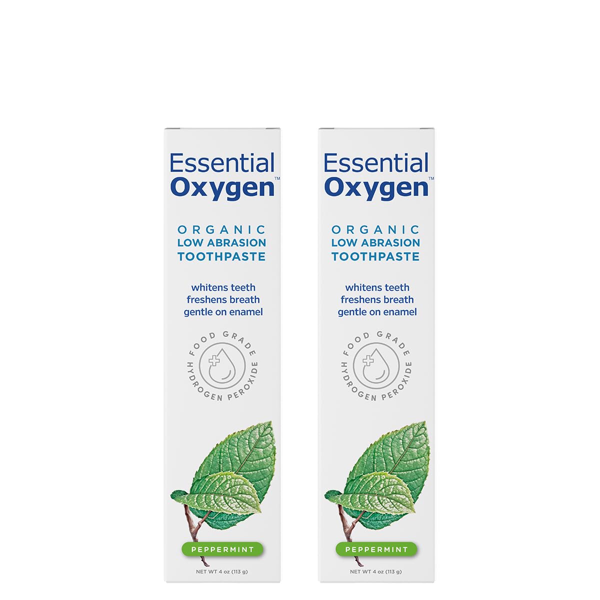Essential Oxygen BR Certified Organic Toothpaste – Peppermint, 4oz (2 Pack)