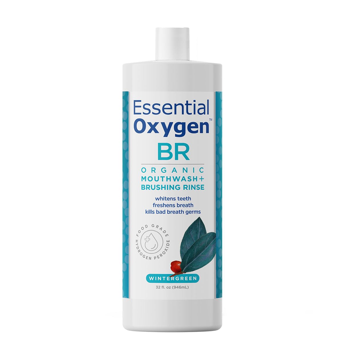 Essential Oxygen Brushing Rinse – Organic Alcohol-Free Mouthwash 32 oz Wintergreen