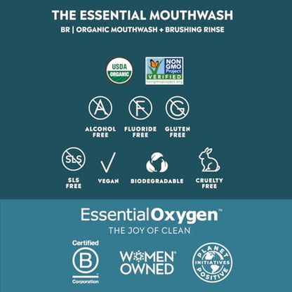 Essential Oxygen Brushing Rinse – Organic Alcohol-Free Mouthwash 32 oz Wintergreen