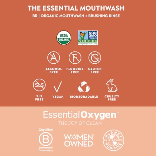Essential Oxygen Cinnamint Mouthwash – Organic, Alcohol-Free, Whitening 16 oz