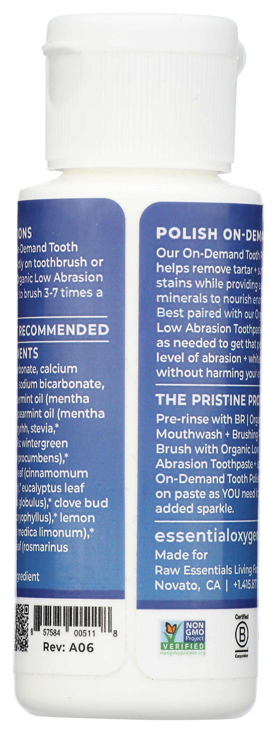 ESSENTIAL OXYGEN Organic Mint Tooth Polish 2oz – Non-GMO & Vegan