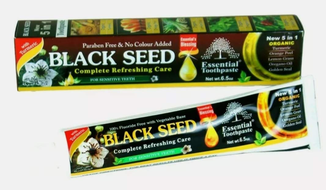 Essential Palace Organic Black Seed Toothpaste – 100% Fluoride Free, Vegetable Base (3-Pack) 6.5oz for Sensitive Teeth