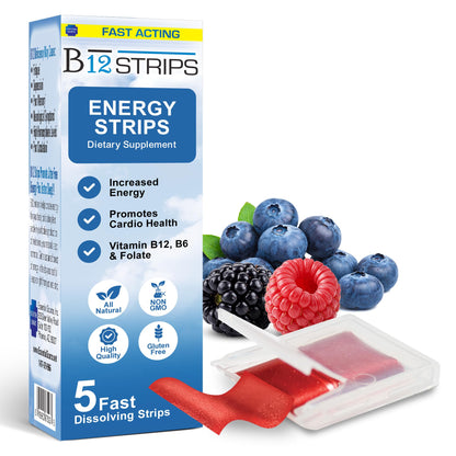 Essential Source 2,000 mcg Methylcobalamin B12 Sublingual Strips – Biotin, B6, 5-MTHF (5 Strips) | Energy, Brain & Nerve Support