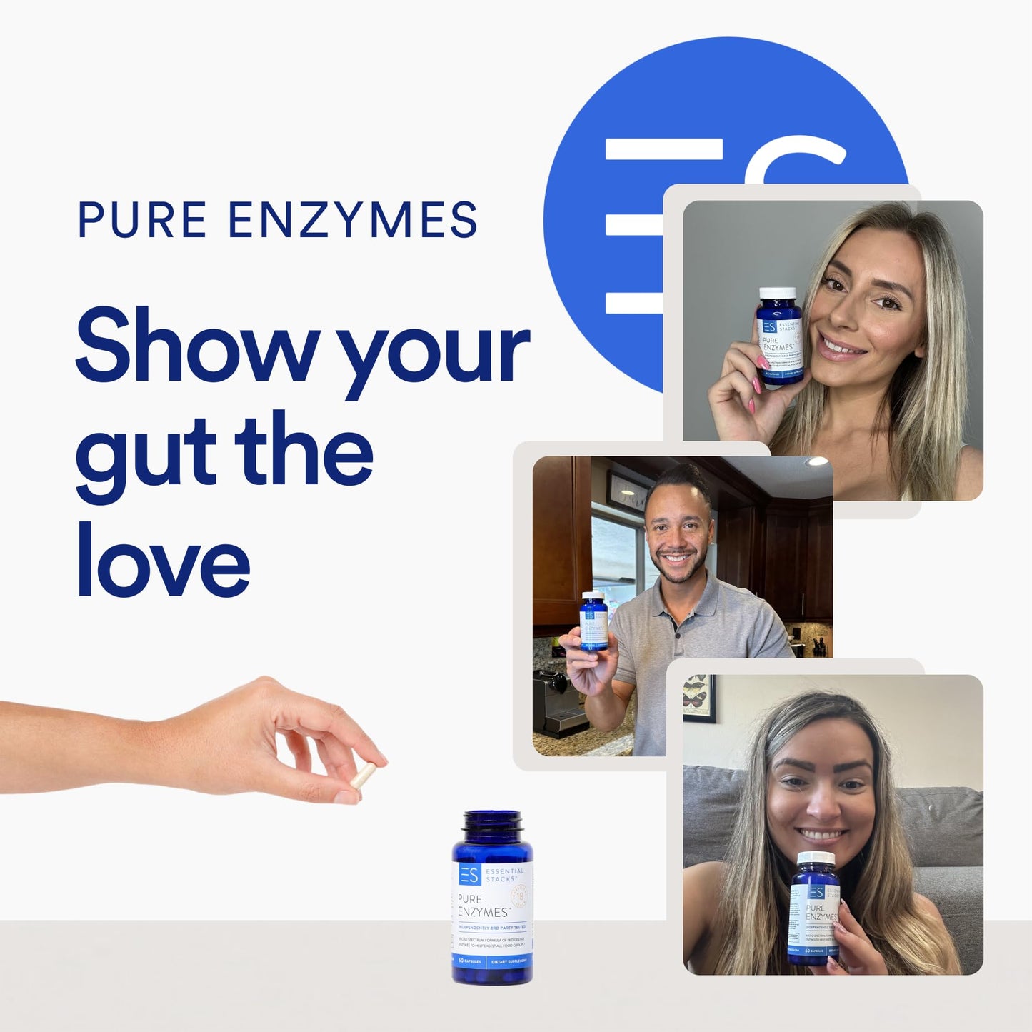 Essential Stacks Digestive Enzymes - Gluten/Dairy/Soy Free, 60 Caps