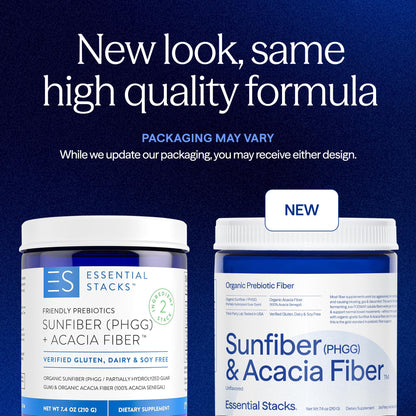 Essential Stacks Organic Sunfiber PHGG and Acacia Prebiotic Fiber 7.4 oz