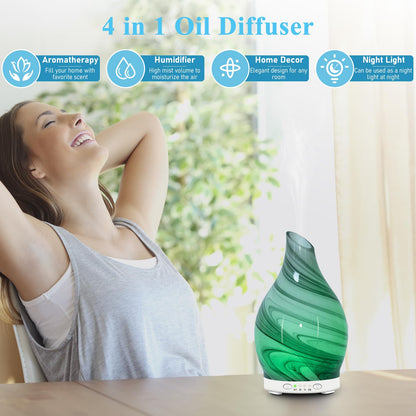 Essential Oil Diffuser 120ML – Glass Aromatherapy with 7 LED Colors & 4 Timers