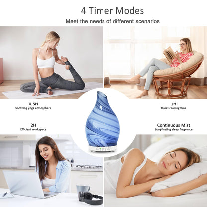 Essential Oil Diffuser 120ML – Glass Aromatherapy with 7 LED Colors & 4 Timers