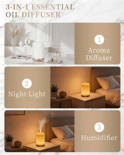 Essential Oil Diffuser 120ML – 2.4MHz Ultrasonic Ceramic Diffuser for Large Rooms | Onaboviva White