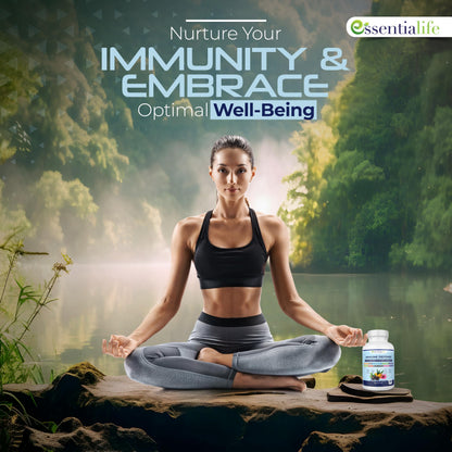 Essentialife Immune Support 10 in 1 – Elderberry, Echinacea, Vitamin D, Vitamin C 1000mg & Zinc – 60 Capsules