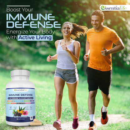 Essentialife Immune Support 10 in 1 – Elderberry, Echinacea, Vitamin D, Vitamin C 1000mg & Zinc – 60 Capsules