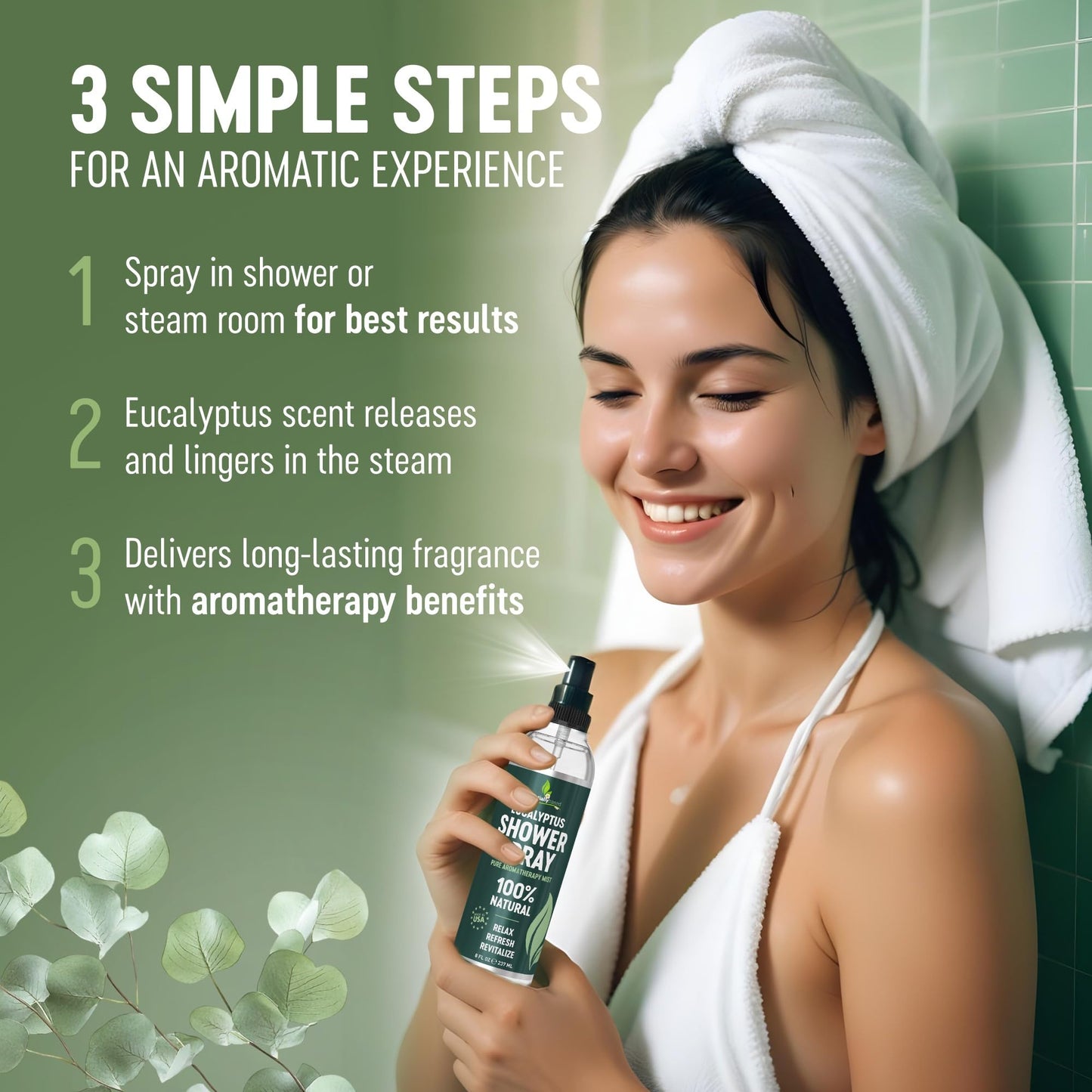 EssentiallyBased Eucalyptus Shower Spray 8oz – 100% Pure Organic