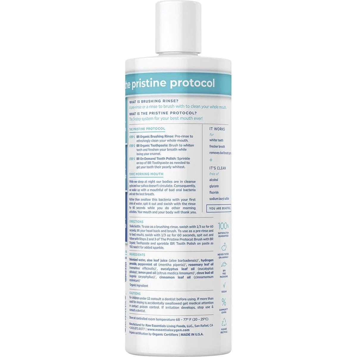 Essentialoxygen Organic Peppermint Brushing Rinse, 16 Fz