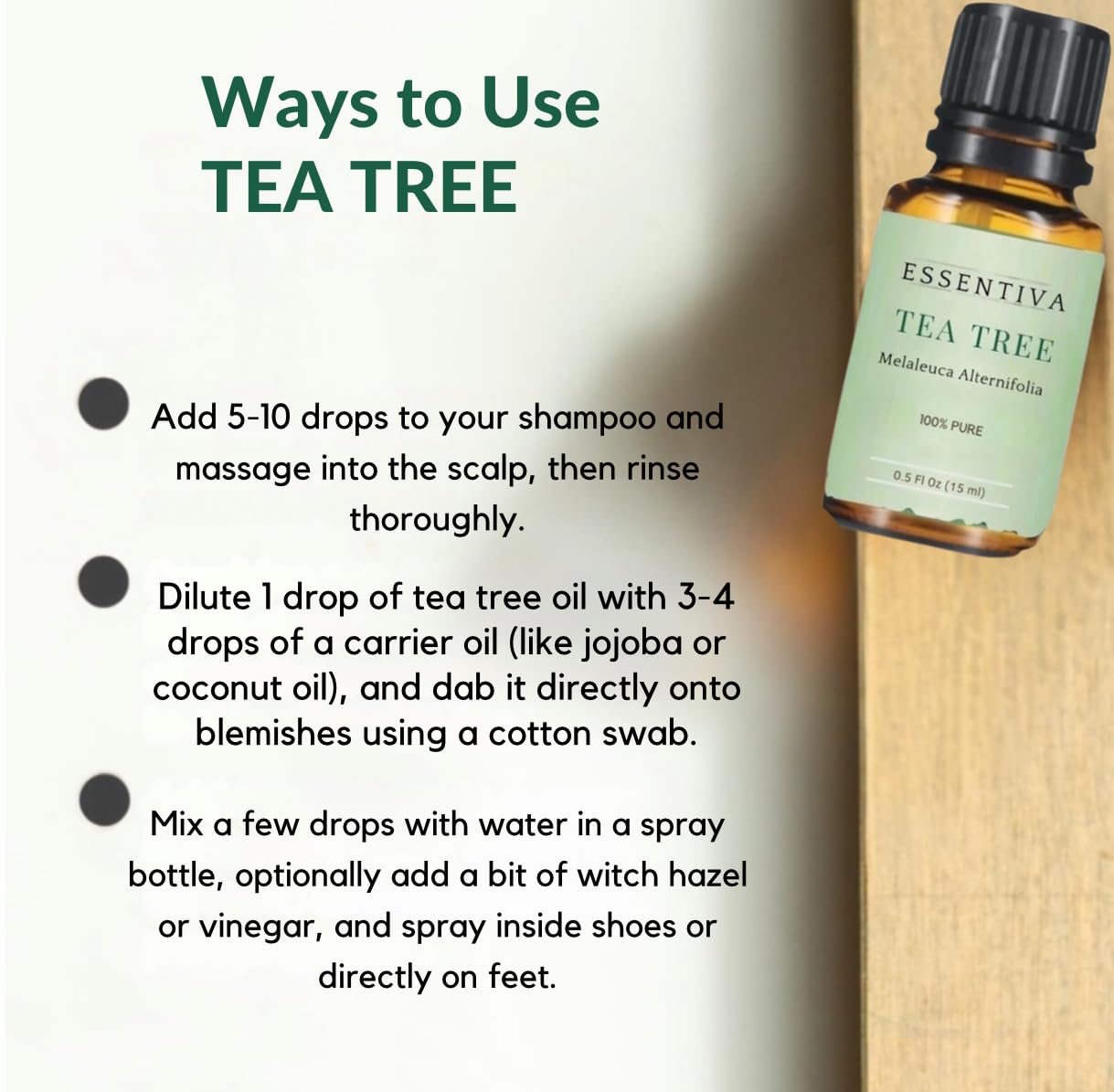 Essentiva Tea Tree Oil 100% Pure Essential Oil | Aromatherapy & Cleaning