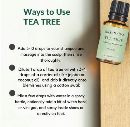 Essentiva Tea Tree Oil 100% Pure Essential Oil | Aromatherapy & Cleaning