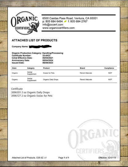 Essiac Original Tea Daily Drops – USDA Organic, Alcohol-Free | 2oz (59ml)