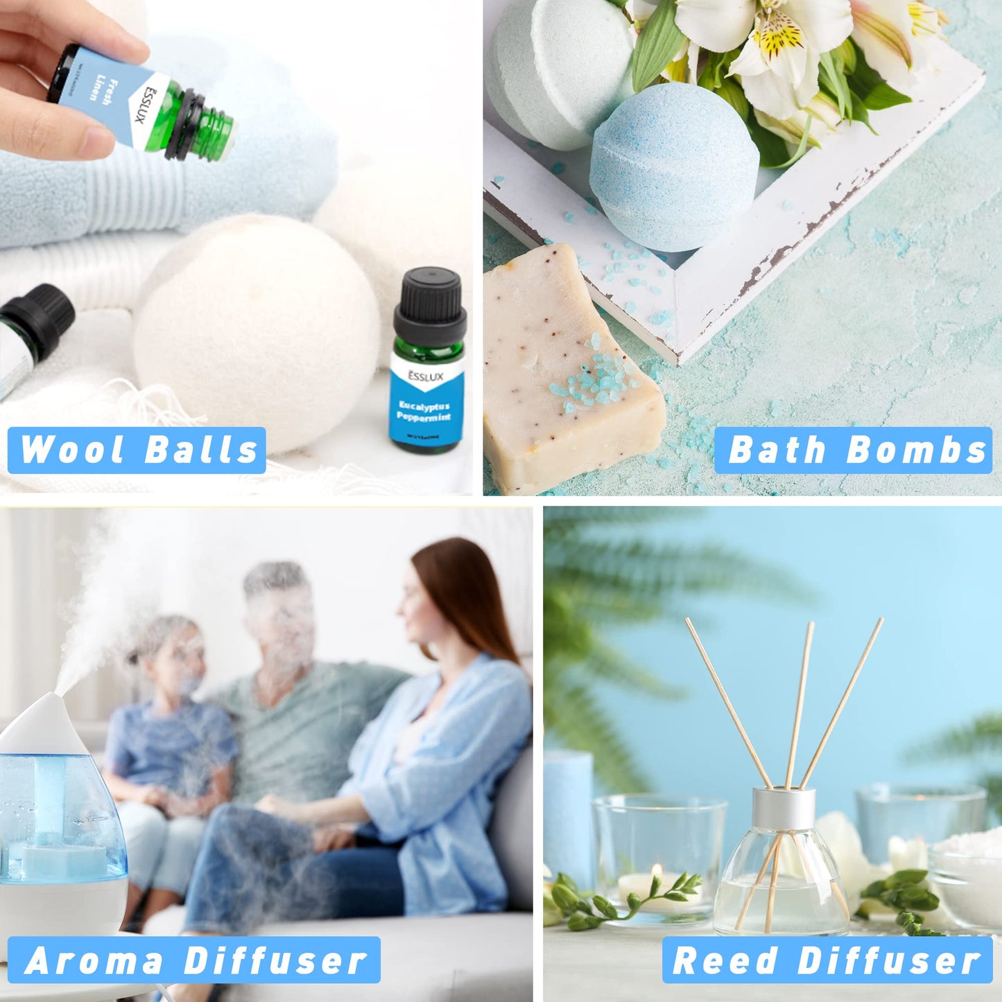 Fragrance Oil Set – ESSLux Clean Set (6x10ml) for Diffuser, Soap & Candle Making