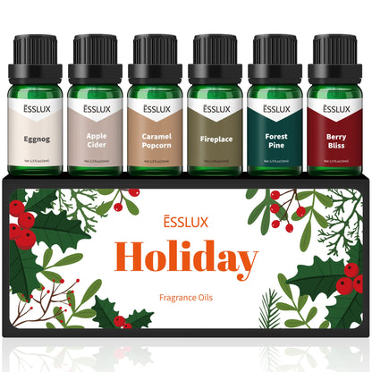 Fragrance Oil Holiday Gift Set – 6x10ml Scented Oils for Diffuser, Candle & Soap