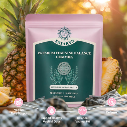 Estaryn Feminine Balance Gummies – Immune Support & pH Balance | Vegan, Gluten Free | Hawaiian Pineapple (60 Gummies, 30 Servings)