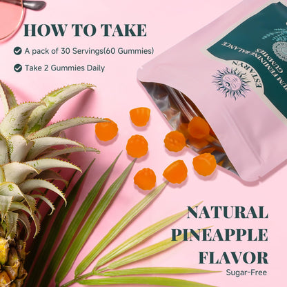 Estaryn Feminine Balance Gummies – Immune Support & pH Balance | Vegan, Gluten Free | Hawaiian Pineapple (60 Gummies, 30 Servings)