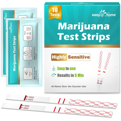 Easy@Home THC Drug Test Strips - 10 Pack Urine Test Kit (50 ng/mL) ESTH-115