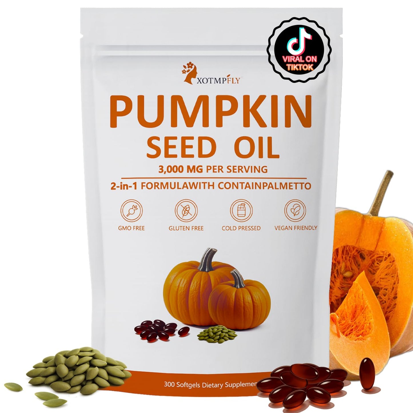 ESTHFGPSV Pumpkin Seed Oil 3000mg + Saw Palmetto – Cold Pressed Softgels (300 Count)