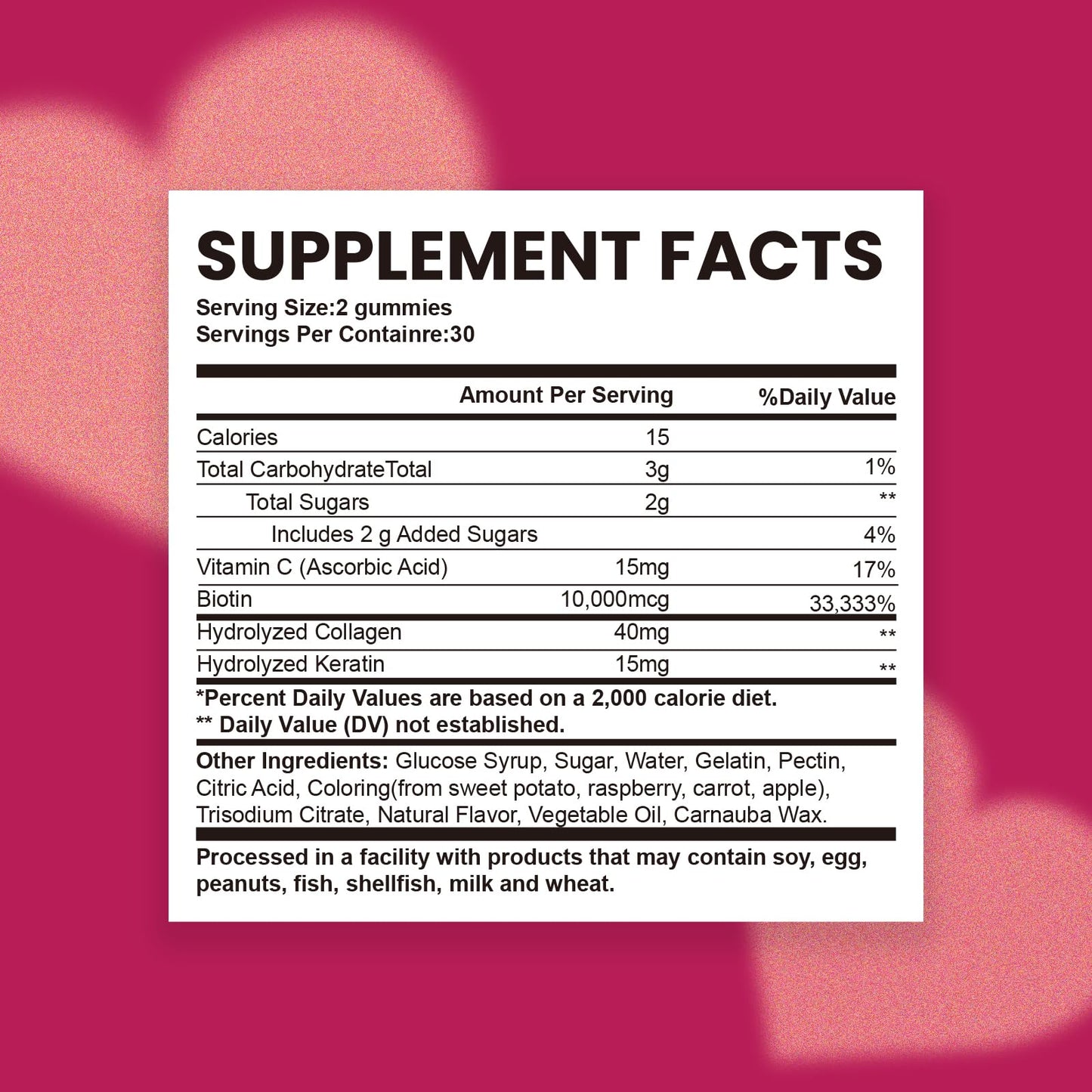 Esverco Biotin 10000mcg Keratin Collagen Gummies – Hair & Nails Support
